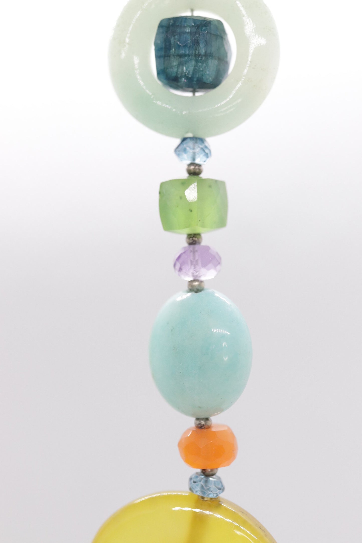 Laura Gibson Necklace. Gibson Sterling Silver Amazonite Dangling Candy multi-gem necklace (437)