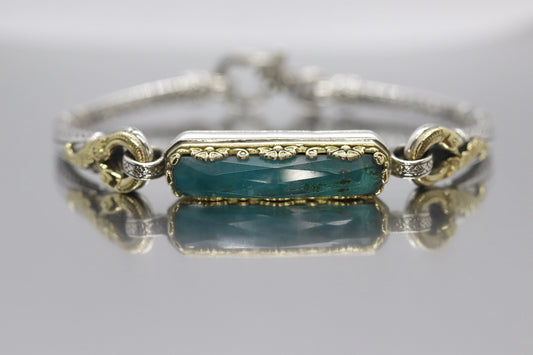 KONSTANTINO Bracelet with Chrysocolla Doublet. 18k and sterling Silver Bracelet Iliada Stones Collection (455)