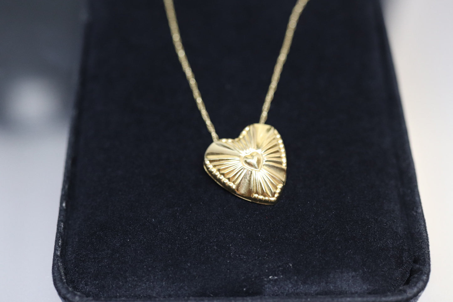 14k Heart Slide Pendant. Yellow Gold Heart Pendant with 18in necklace