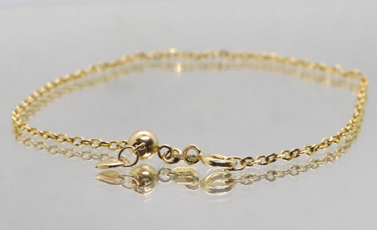 10k Adjustable Slide bracelet. Beautiful heart charm slider slide rolo chain bracelet 8in