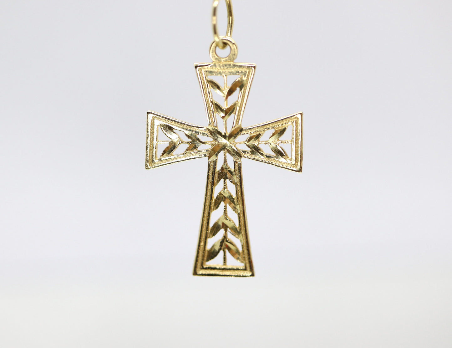 14k Cross Necklace. Open Crucifix Pendant on 14k chain