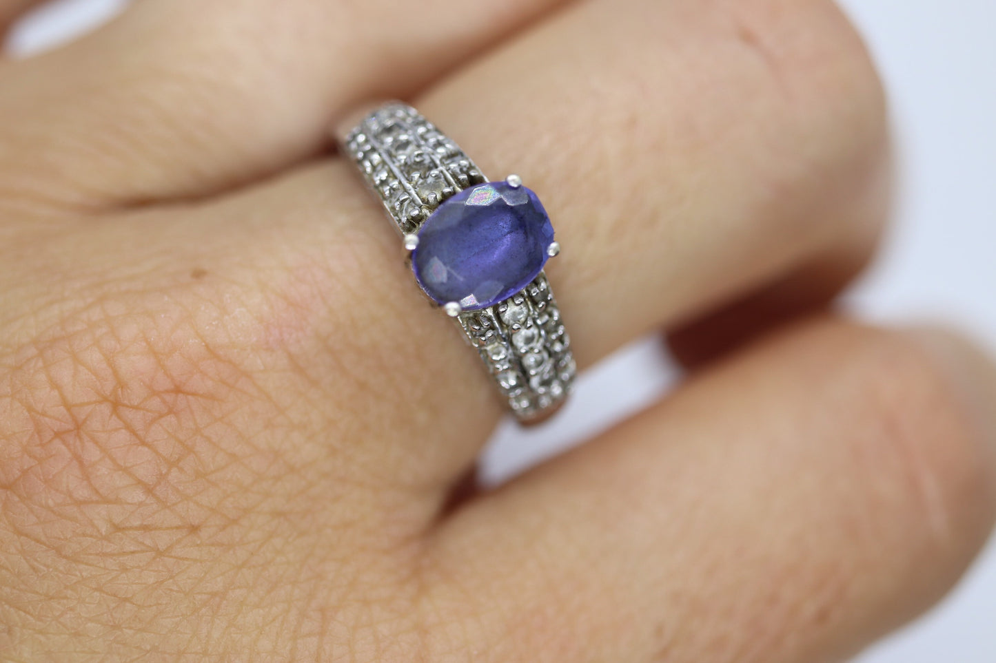 Tanzanite and diamond ring. 14k Blue Tanzanite solitaire.