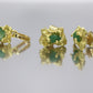 18k Rough Emerald Stud earrings and matching Pendant. 18k Gold Nugget design Jewelry set