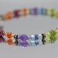 Laura Gibson Bracelet. Sterling Silver with Dangling Faceted Gems - Carnelian Amethyst Tourmaline (299)