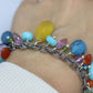 Laura Gibson Bracelet. Sterling Silver with Dangling Faceted Gems - Amazonite Amethyst(435)