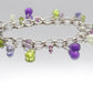 Laura Gibson Bracelet. Sterling Silver with Dangling Faceted Gems - Amethyst (464)