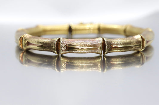 18k Bamboo bracelet. High Detailed Bamboo articulated link bracelet. 8.25" and 25.4grams.