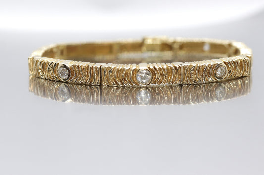 14k Yellow gold and diamond link bracelet for women. 1.5ctw and 32.8 grams