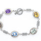 EFFY BH Bracelet. 18k Sterling Silver MULTI-Gemstone Byzantine Bracelet. (466)