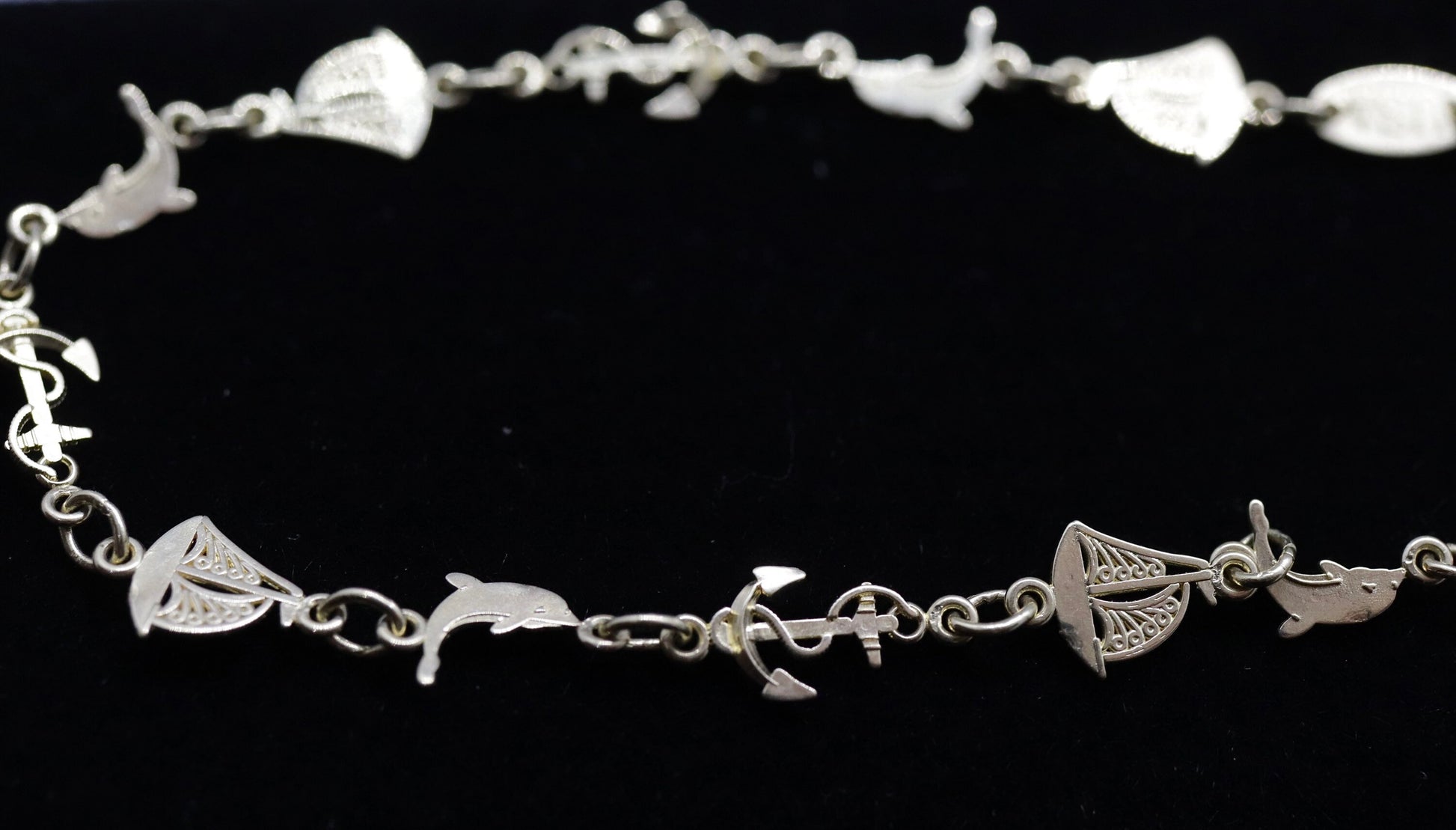 14k Sea Dolphin Sailboat Anchor Charm bracelet. Nautical Bracelet. Marine Bracelet. Michael Anthony MA bracelet