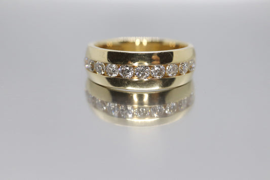 14k Channel Diamond Wedding eternity Band. Mens diamond channel eternity ring 1.0 ctw. Comfort fit.