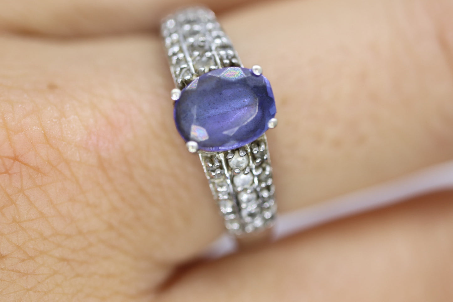 Tanzanite and diamond ring. 14k Blue Tanzanite solitaire.