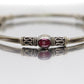 Byzantine Sterling Silver Bangle Bracelet. Oval CABOCHON tourmaline garnet bangle