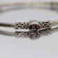 Byzantine Sterling Silver Bangle Bracelet. Oval CABOCHON tourmaline garnet bangle