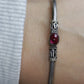 Byzantine Sterling Silver Bangle Bracelet. Oval CABOCHON tourmaline garnet bangle