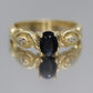 14k Blue Sapphire and Diamond ring. Oval Sapphire ring