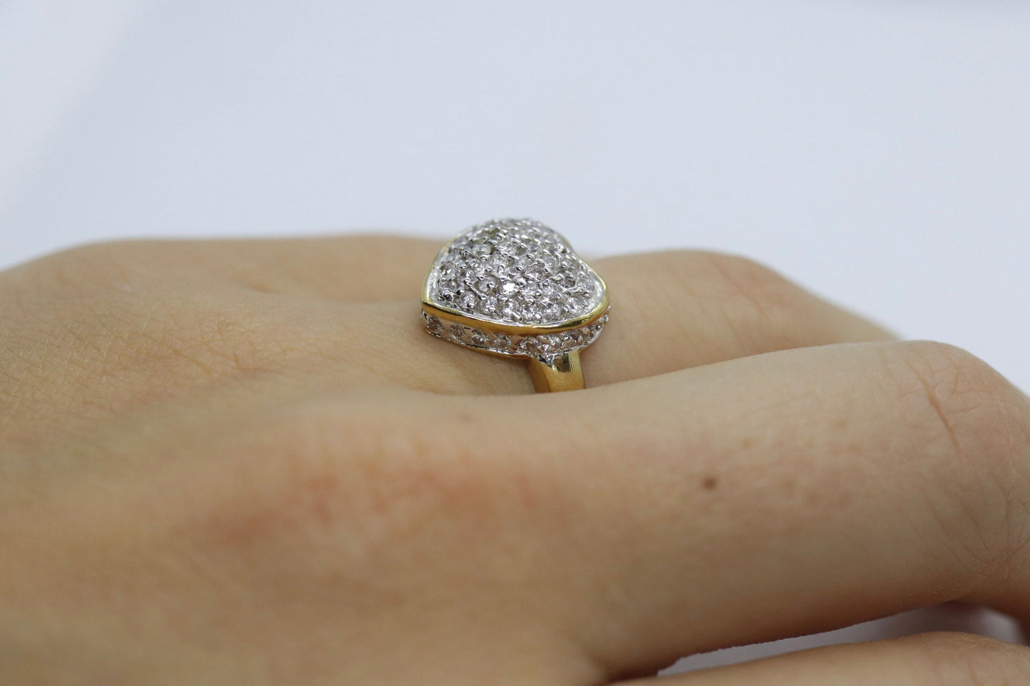 Vintage CZ Heart Ring. 14k HGE ring