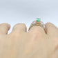 14k Oval Emerald and Baguette diamond ring. 14k white gold Green Emerald solitaire.