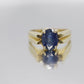 14k Blue OVAL Sapphire solitaire ring. Oval Sapphire ring