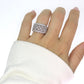 14k WIDE Filigree Ring. Star Filigree White Gold and CZ wide DOME band