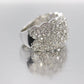 14k WIDE Filigree Ring. Star Filigree White Gold and CZ wide DOME band
