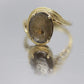 10k Smoky QUARTZ Bypass ring. Large Oval Smokey Quartz ring