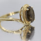 10k Smoky QUARTZ Bypass ring. Large Oval Smokey Quartz ring