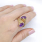 14k Purple Sapphire Toi et moi bypass ring. 14k Heavy Fur / Log Design st(340/50)