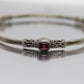 Byzantine Sterling Silver Bangle Bracelet. Oval CABOCHON tourmaline garnet bangle