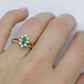 14k Marquise Emerald and Diamond Halo yellow gold ring. 0.36ctw in diamonds