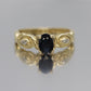 14k Blue Sapphire and Diamond ring. Oval Sapphire ring