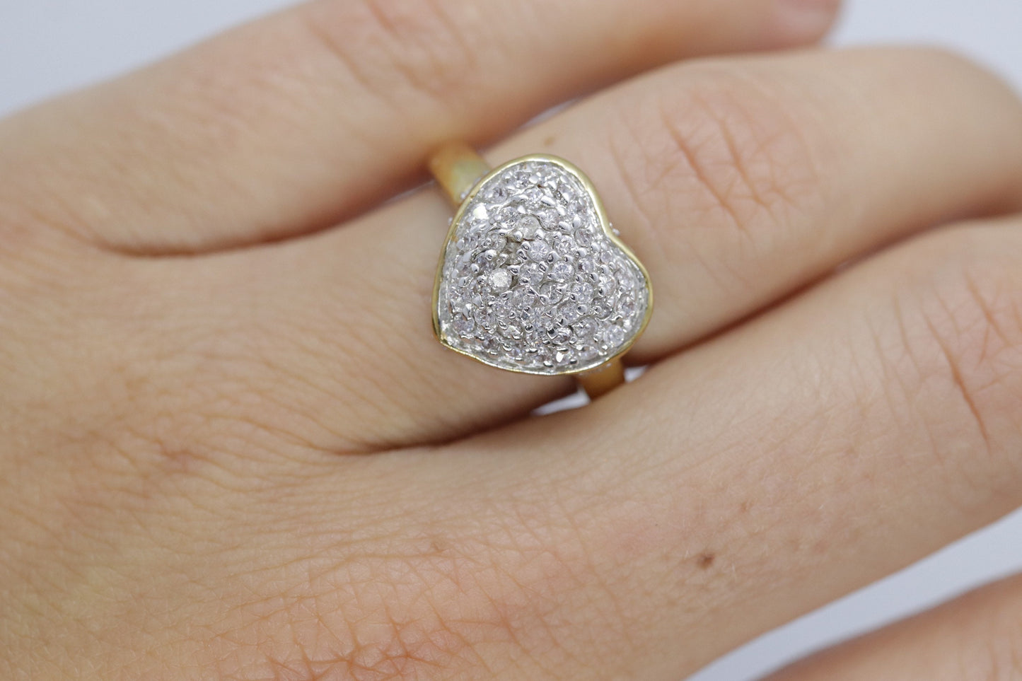Vintage CZ Heart Ring. 14k HGE ring