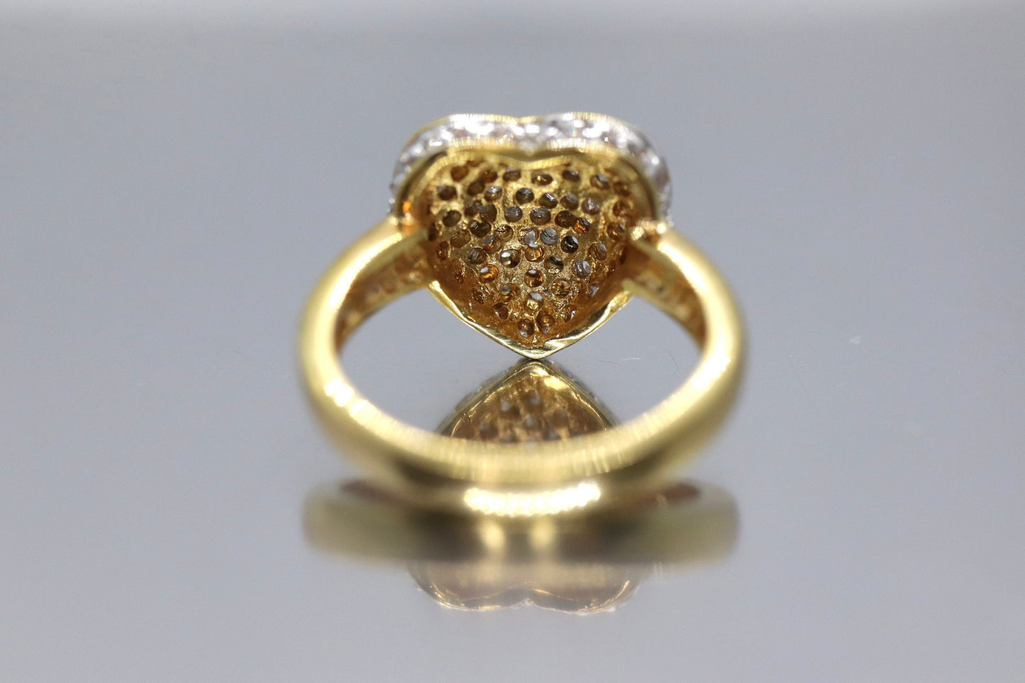 Vintage CZ Heart Ring. 14k HGE ring