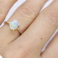 14k Opal Solitaire Claw set ring. Crystal Opal solitaire band.