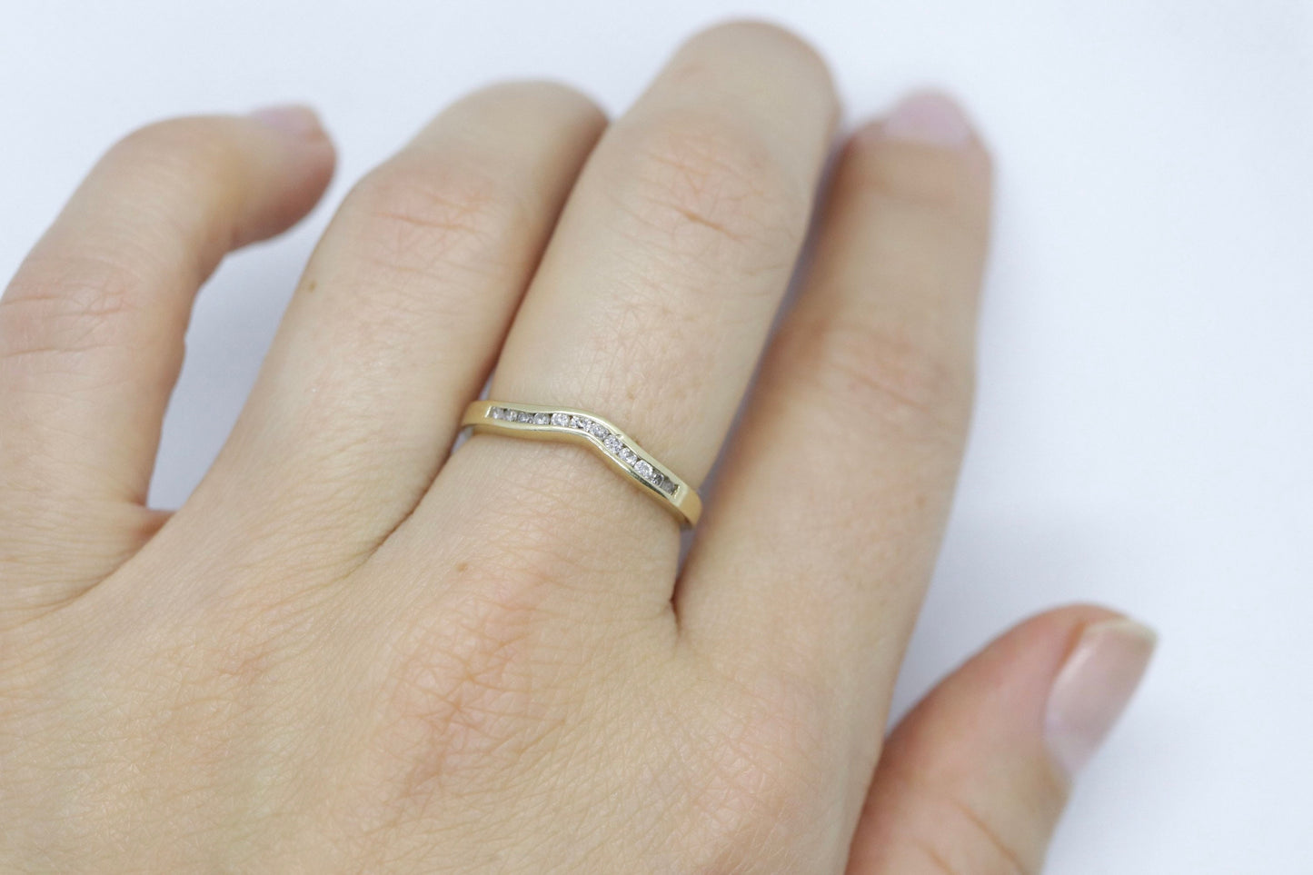 14k Diamond Eternity ring. Channel set Diamond V band