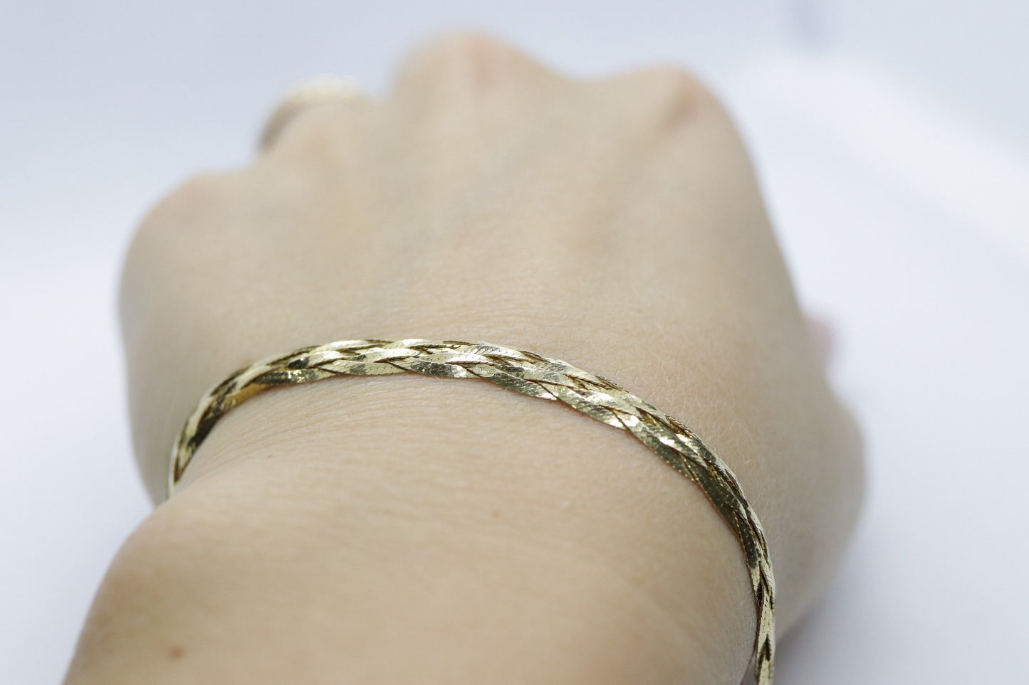 18K BRAIDED Twisted herringbone bracelet. 18k Braided Bracelet 7.5in