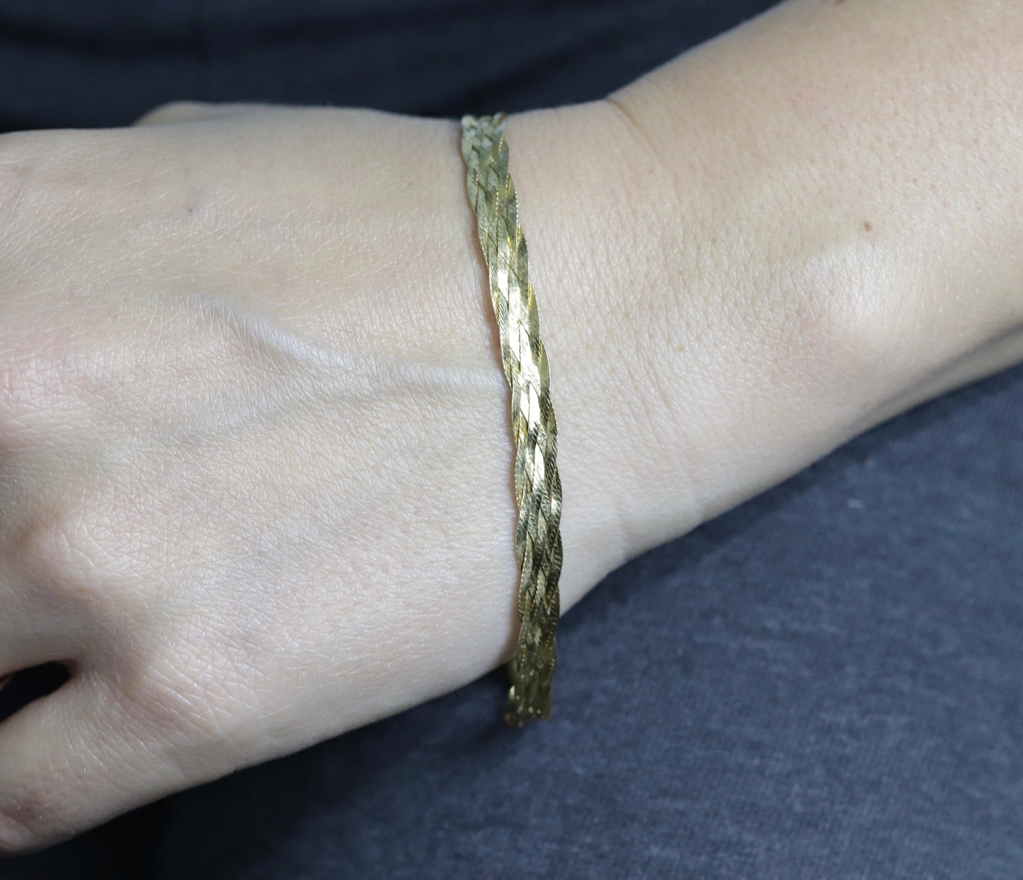 18K BRAIDED Twisted herringbone bracelet. 18k Braided Bracelet 7.5in