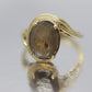 10k Smoky QUARTZ Bypass ring. Large Oval Smokey Quartz ring