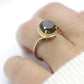 10k Smoky QUARTZ Bypass ring. Large Oval Smokey Quartz ring