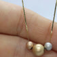 14k Bead necklace. Yellow Rose White Gold Beads on S-link chain necklace. Tri-color necklace