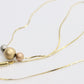 14k Bead necklace. Yellow Rose White Gold Beads on S-link chain necklace. Tri-color necklace