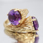 14k Purple Sapphire Toi et moi bypass ring. 14k Heavy Fur / Log Design st(340/50)