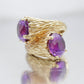14k Purple Sapphire Toi et moi bypass ring. 14k Heavy Fur / Log Design st(340/50)