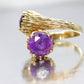 14k Purple Sapphire Toi et moi bypass ring. 14k Heavy Fur / Log Design st(340/50)