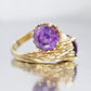 14k Purple Sapphire Toi et moi bypass ring. 14k Heavy Fur / Log Design st(340/50)