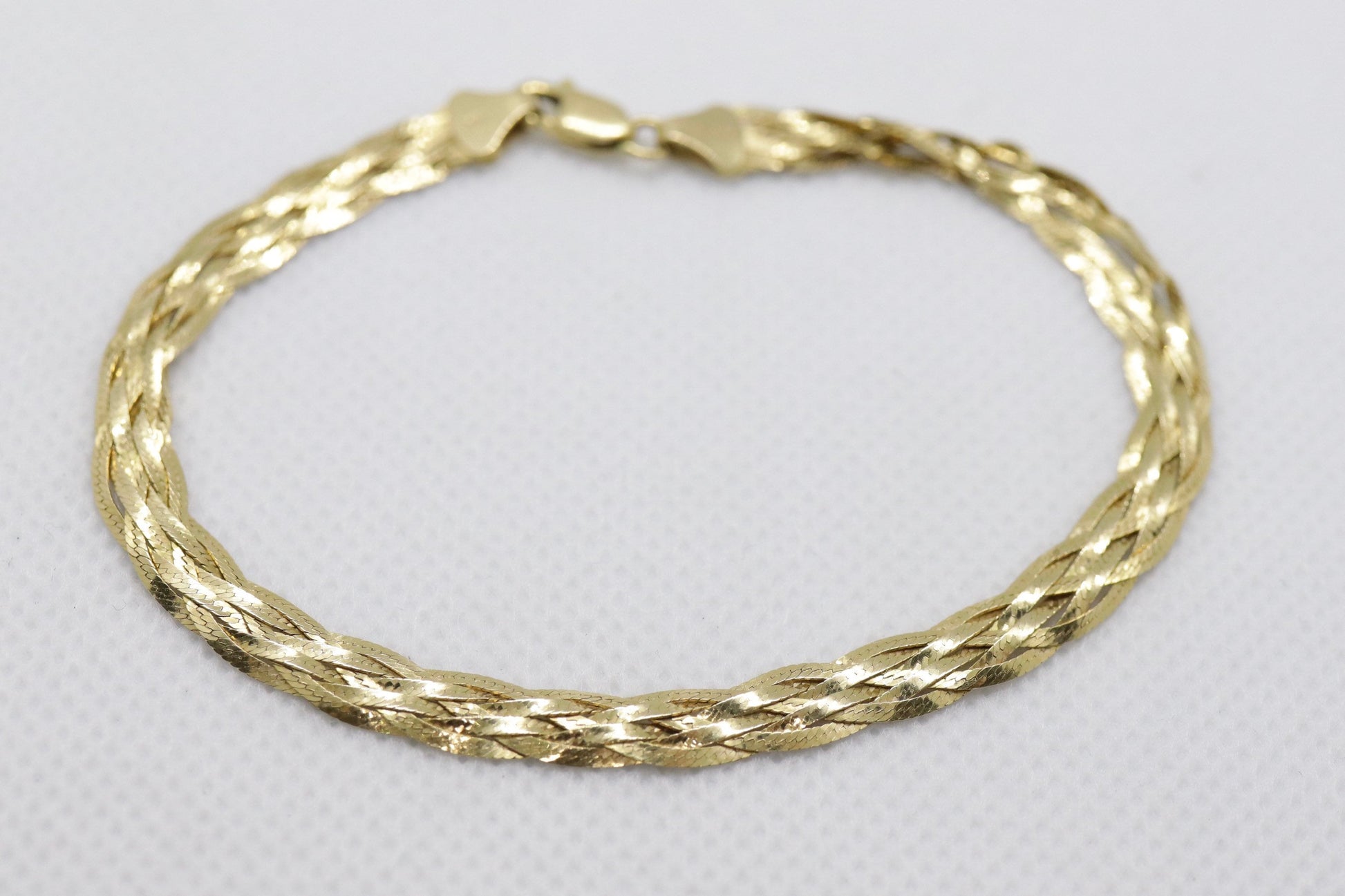 18K BRAIDED Twisted herringbone bracelet. 18k Braided Bracelet 7.5in