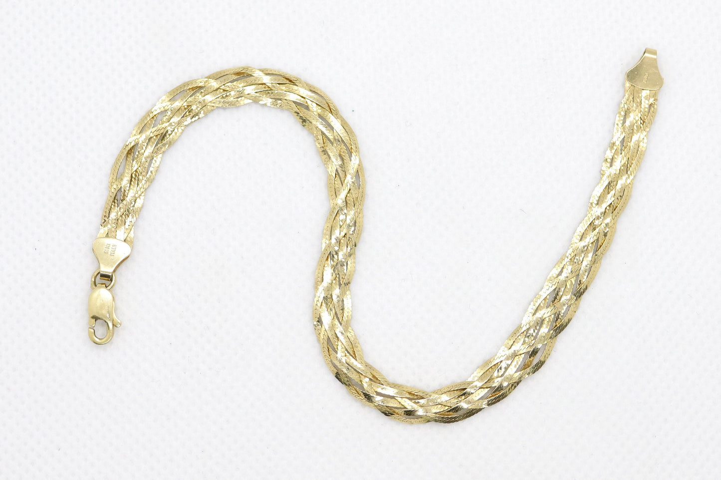 18K BRAIDED Twisted herringbone bracelet. 18k Braided Bracelet 7.5in