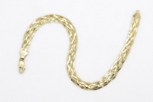 18K BRAIDED Twisted herringbone bracelet. 18k Braided Bracelet 7.5in