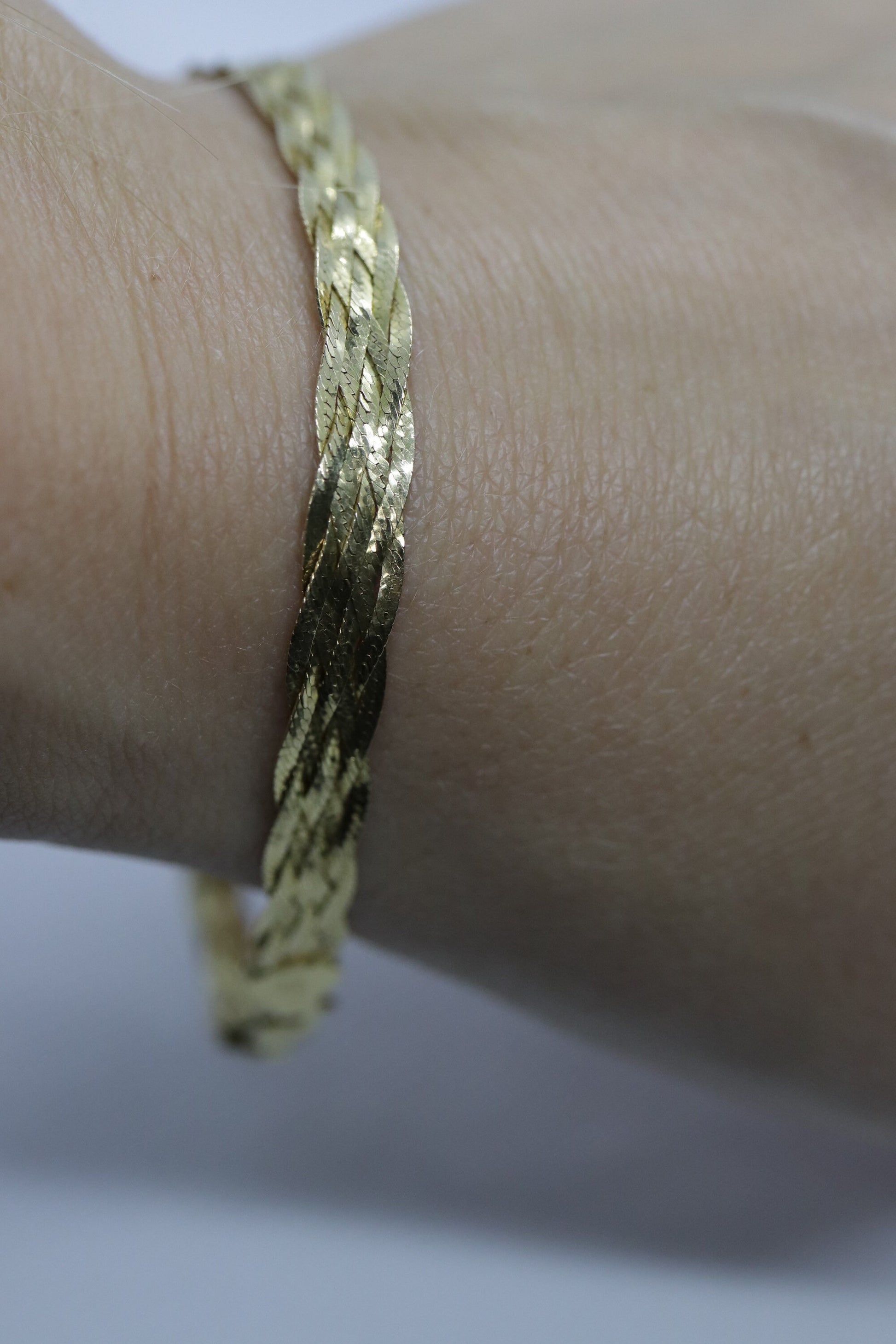 18K BRAIDED Twisted herringbone bracelet. 18k Braided Bracelet 7.5in