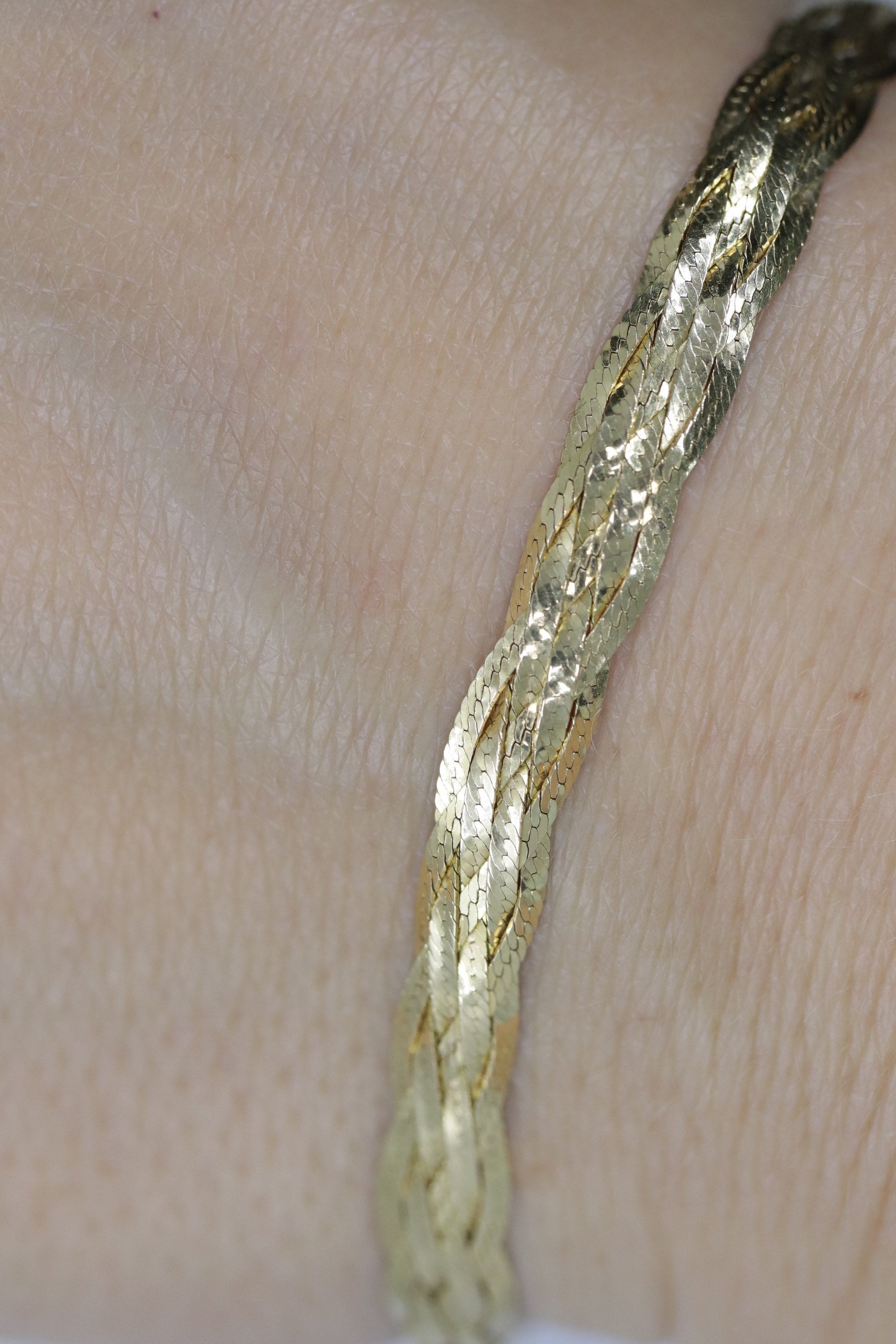 18K BRAIDED Twisted herringbone bracelet. 18k Braided Bracelet 7.5in